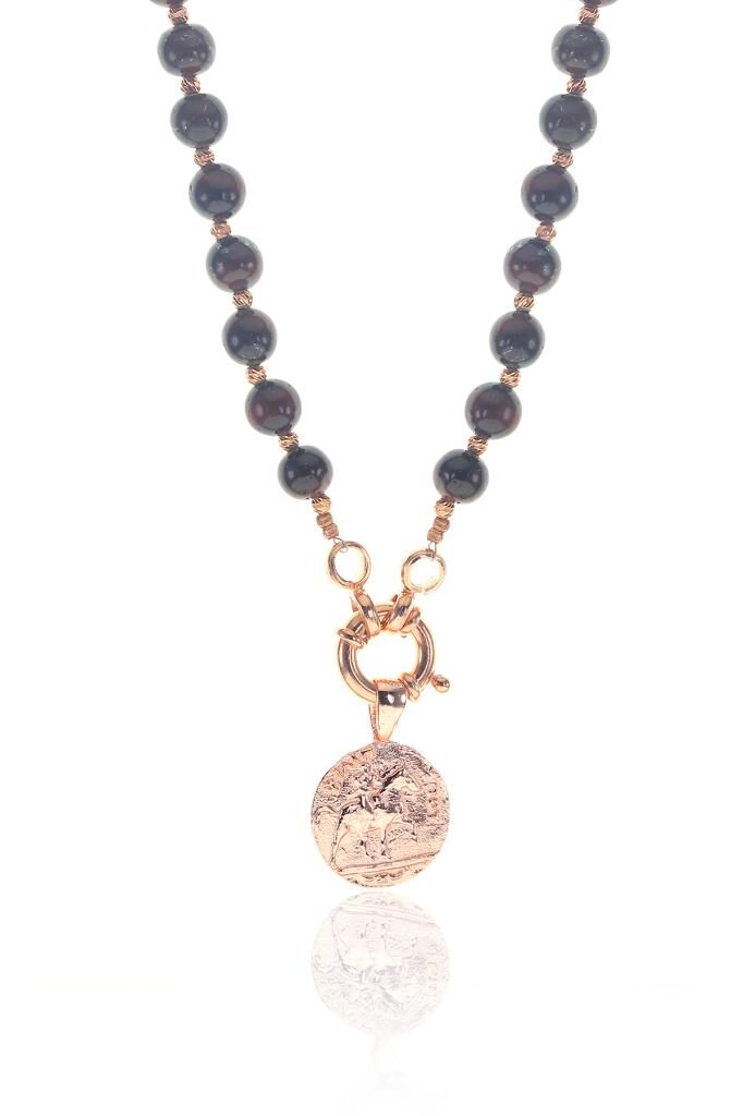 Kaplan gözü taşlı antik para madalyon SGTL8374