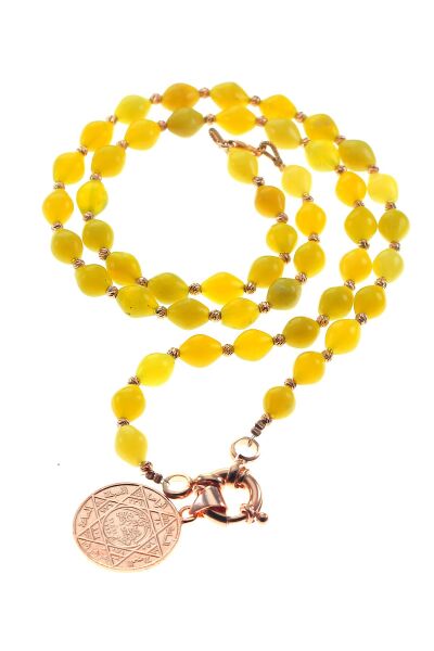 Sarı renkli doğal taşlı kolye SGTL8375