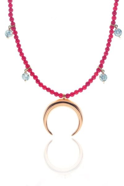 Mercan taşlı ters hilal kolye SGTL8376