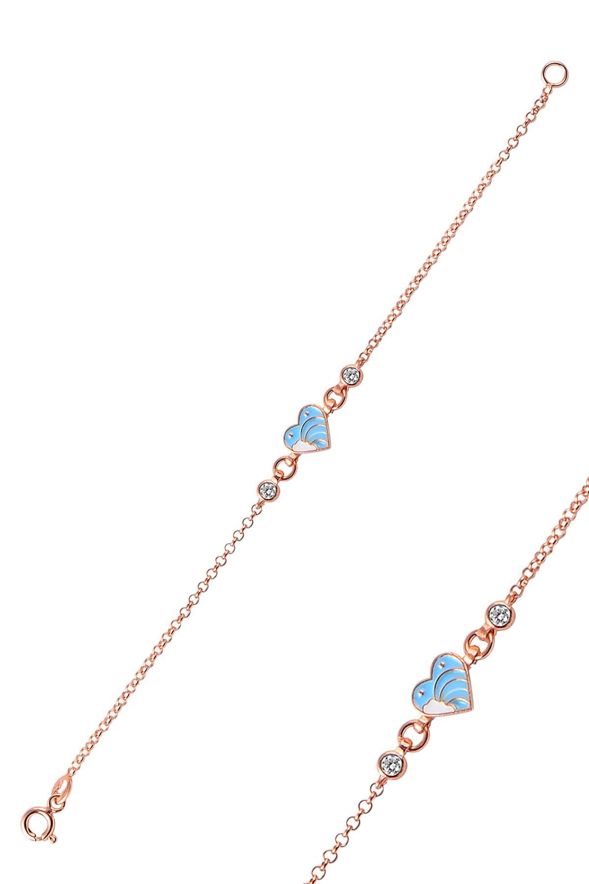 Gümüş mineli zirkon taşlı kalb modeli bileklik SGTL9562