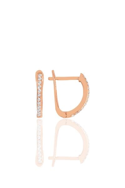 Gümüş  rose zirkon  sıra taşlı  klipsli j küpe  SGTL11429ROSE