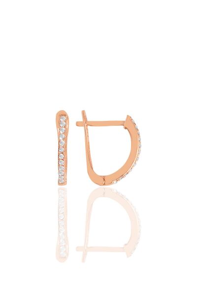 Gümüş  rose zirkon  sıra taşlı  klipsli j küpe  SGTL11429ROSE