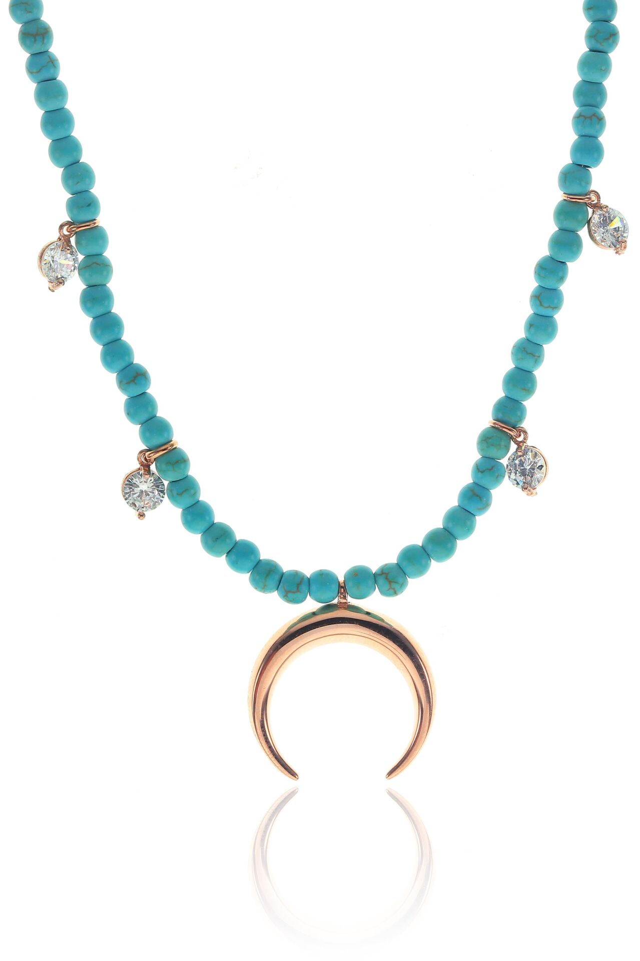 Turkuaz taşlı ters hilal kolye SGTL8377