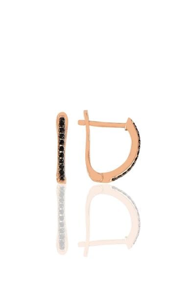 Gümüş  rose onix  sıra taşlı  klipsli j küpe  SGTL11429SIYAH