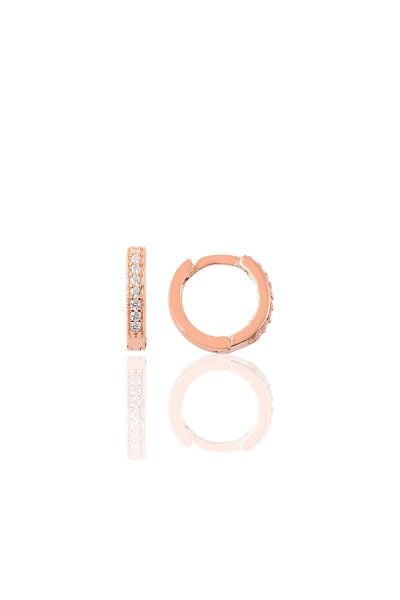 Gümüş 12 mm rose zirkon taşlı halka küpe SGTL9495