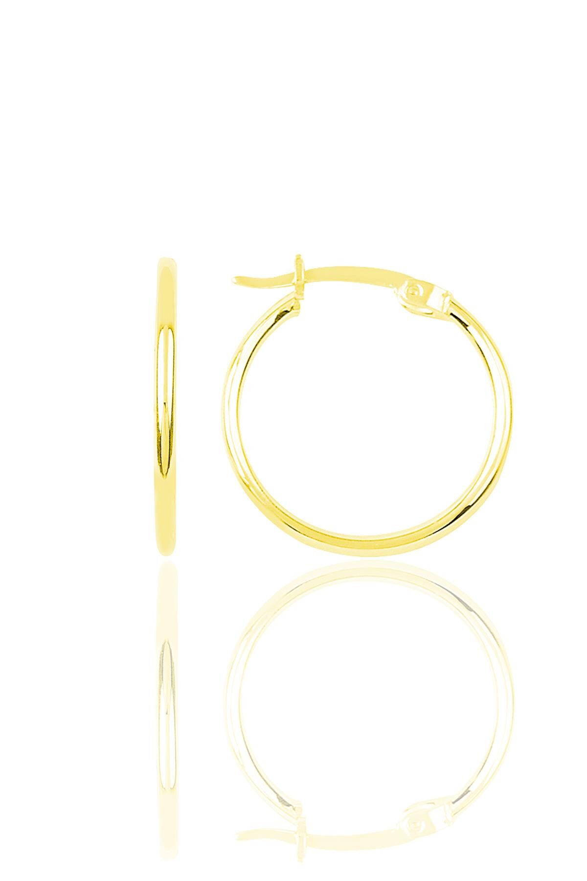 Gümüş altın yaldızlı 24 mm şarnel halka küpe SGTL11750GOLD