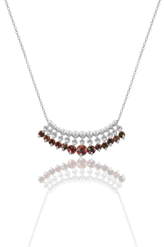 Gümüş rodyumlu mistik taşlı shakira kolye SGTL11749MOR