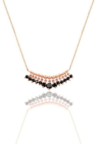 Gümüş rose siyah taşlı shakira kolye SGTL11748SIYAH