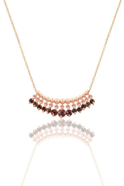 Gümüş rose mistik taşlı shakira kolye SGTL11748MOR