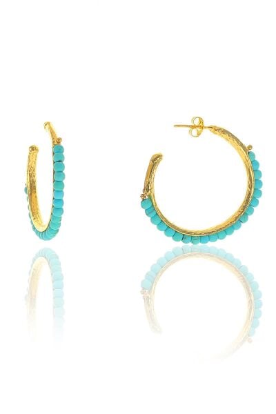 Gümüş yaldızlı firuze dizi halka küpe SGTL8961