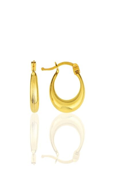 Gümüş altın yaldızlı sade u model şarnel halka küpe  SGTL11553GOLD