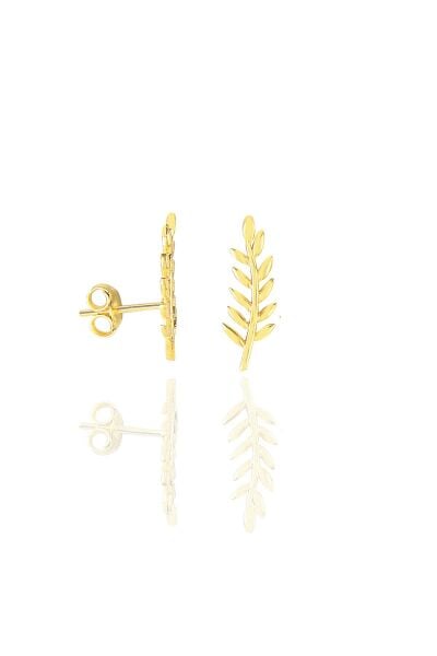Gümüş altın yaldızlı yaprak modeli küpe SGTL11434GOLD