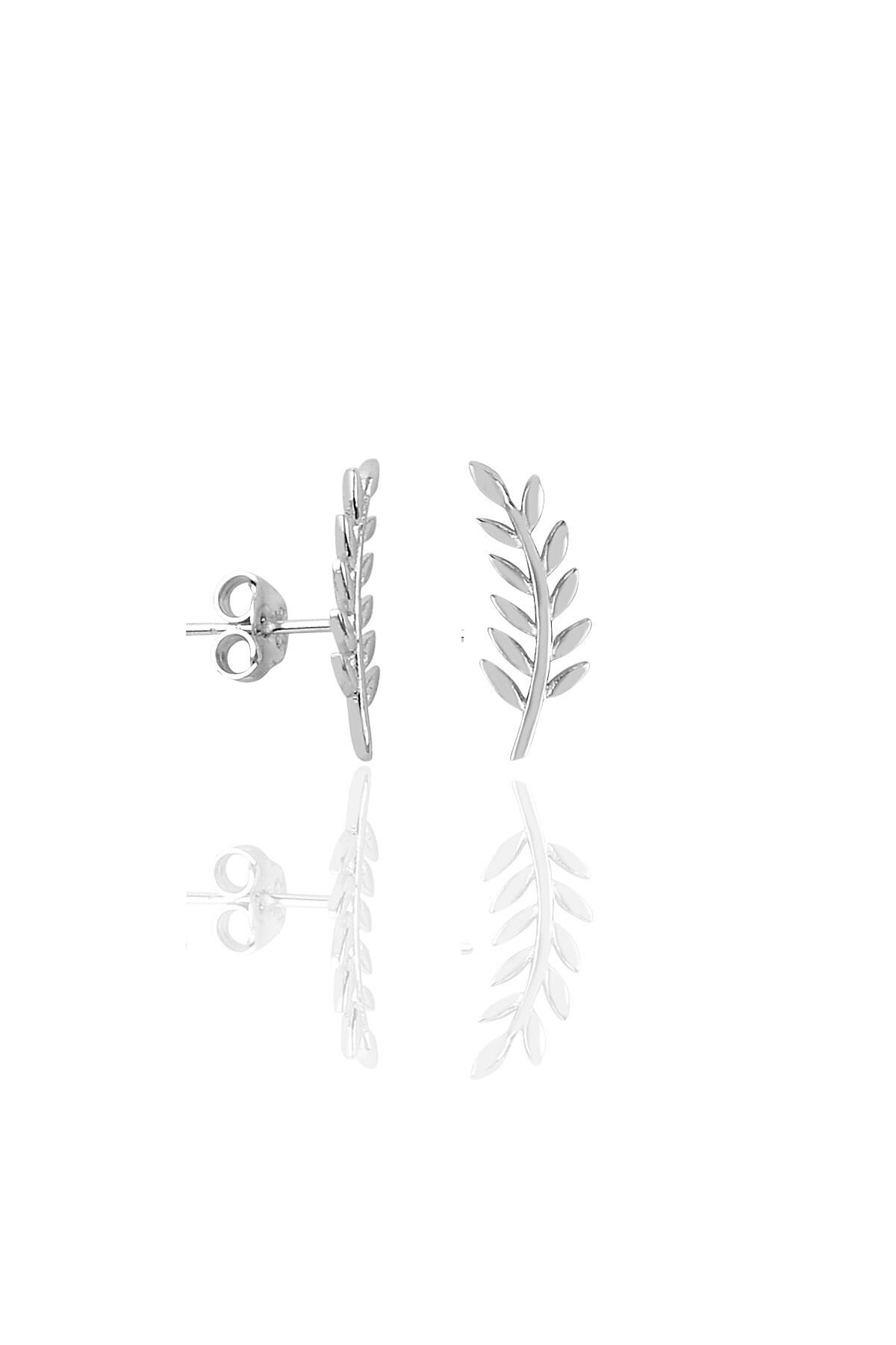 Gümüş rodyumlu  yaprak modeli küpe SGTL11434RODAJ