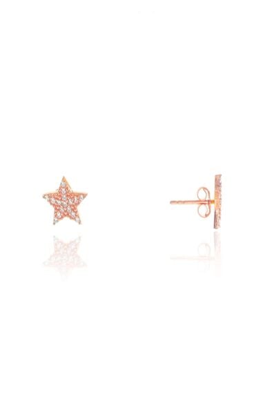 Gümüş rose zirkon taşlı yıldız küpe SGTL8965