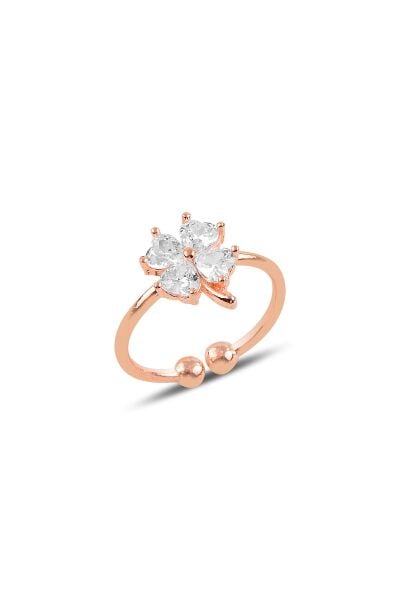 Gümüş zirkon taşlı ayarlamalı yonca modeli yüzük SGTL10107BEYAZ SGTL10107BEYAZ