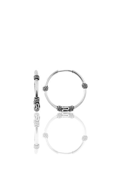 Gümüş  14 mm oksitli halka küpe SGTL9505