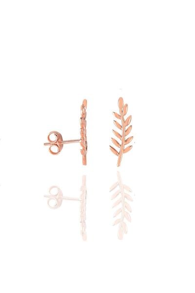 Gümüş rose  yaprak modeli küpe SGTL11434ROSE