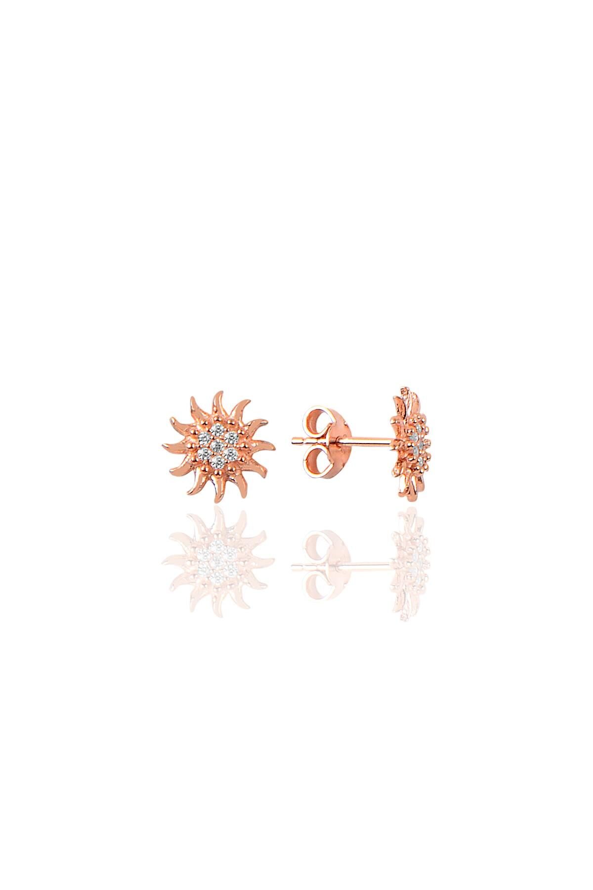 Gümüş rose zirkon  güneş küpe SGTL8966