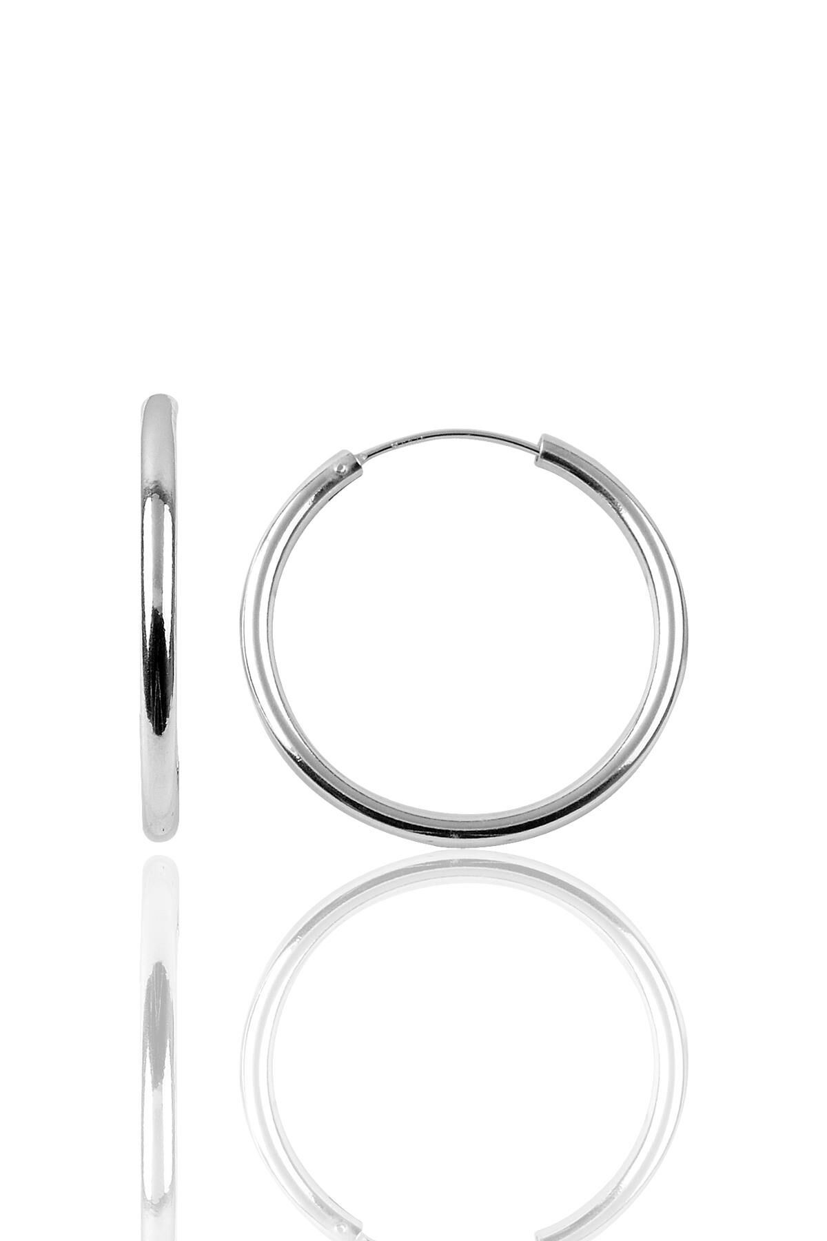 Gümüş 36 mm rodyumlu kalın halka küpe SGTL9506