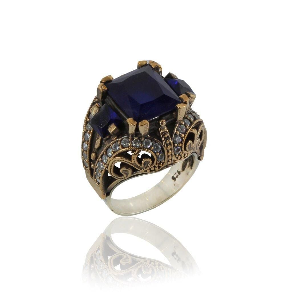 safir ve zirkon taşlı otantik yüzük SGTL4461