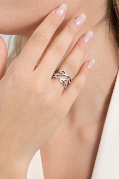 925 ayar gümüş yüzük oksitli labirent modeli ayarlamalı yüzük SGTL13120SIYAH