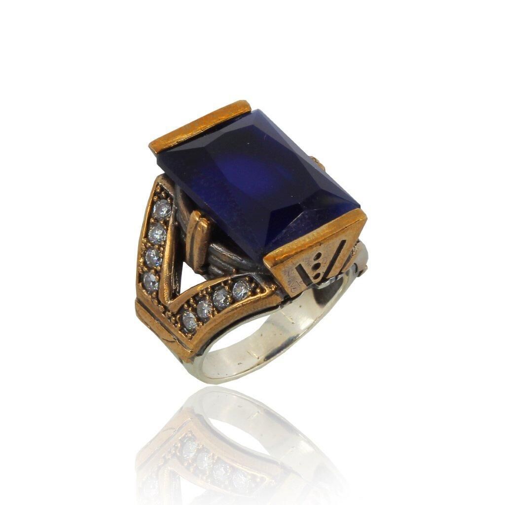 safir ve zirkon taşlı otantik yüzük SGTL4463
