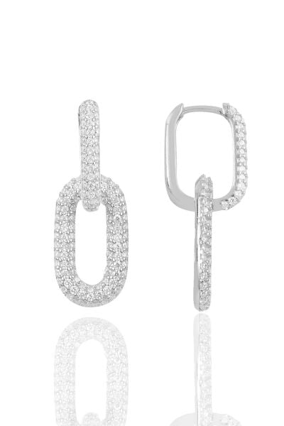 Gümüş rodyumlu zirkon taşlı sallantılı trend küpe SGTL12113RODAJ