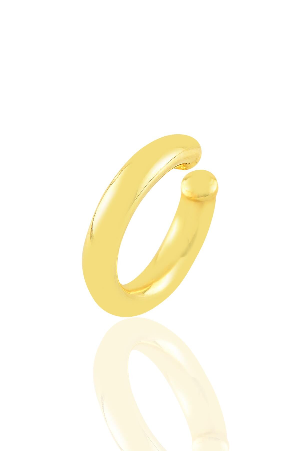 Gümüş altın yaldızlı sade sıkıştırmalı kıkırdak küpe SGTL10887GOLD