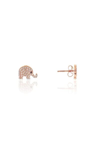 Gümüş rose zirkon taşlı fil küpe SGTL8972