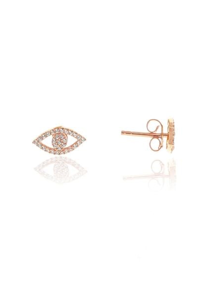 Gümüş rose zirkon taşlı  göz küpe SGTL8974