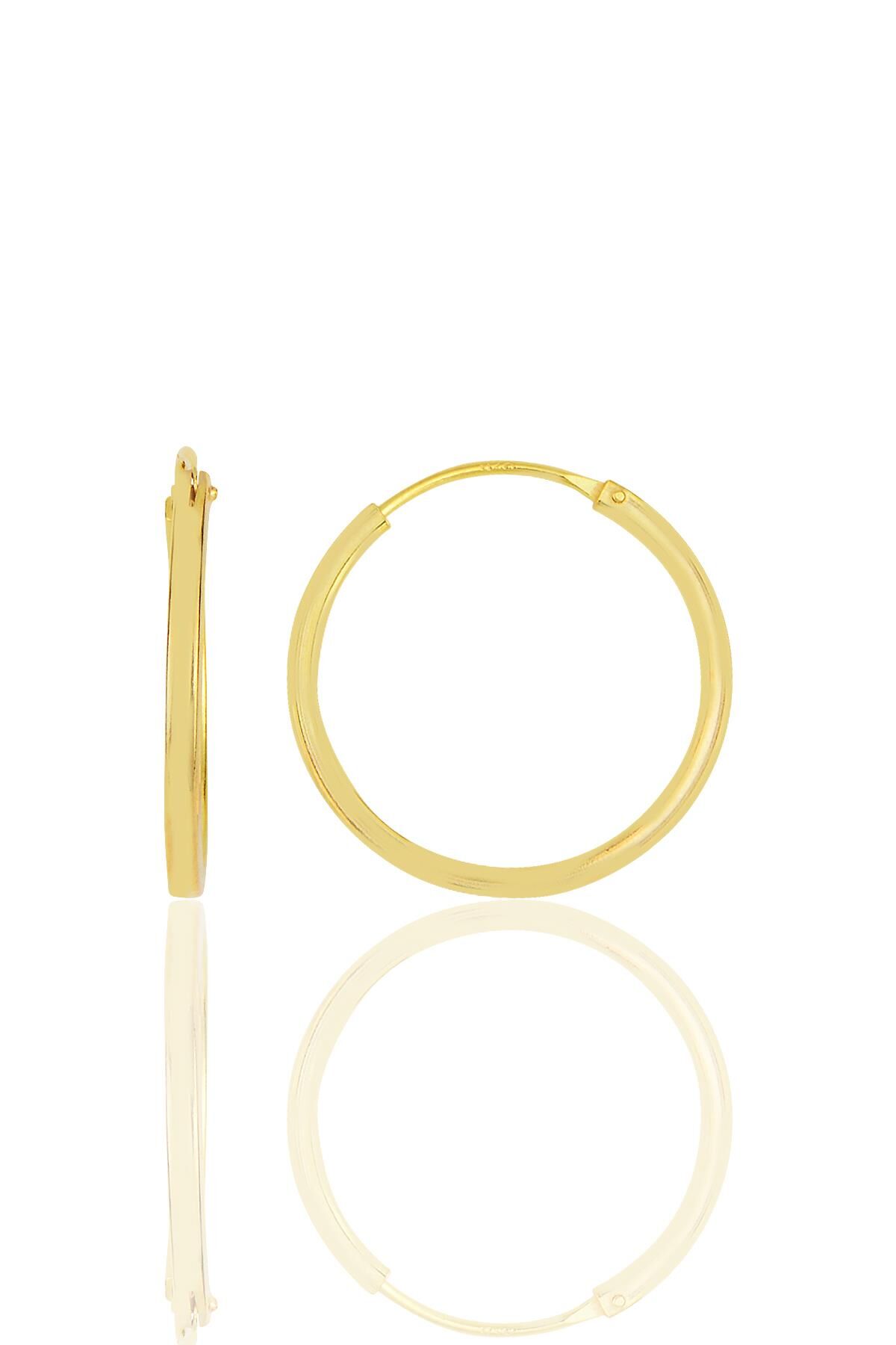 Gümüş altın yaldızlı 18 mm halka küpe  SGTL11745GOLD