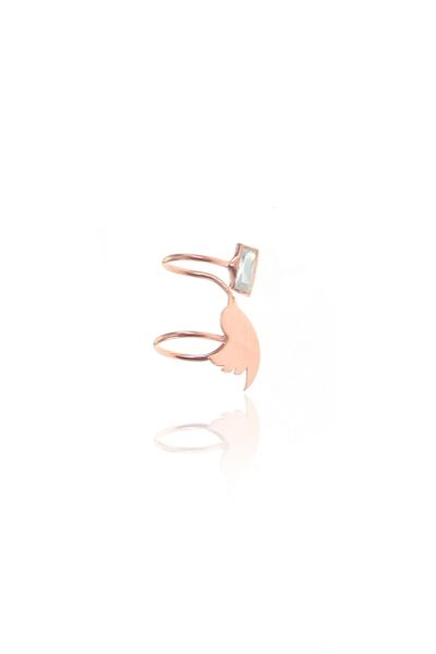 Gümüş rose kuş baget zirkon  taşlı kıkırdak küpe SGTL8976