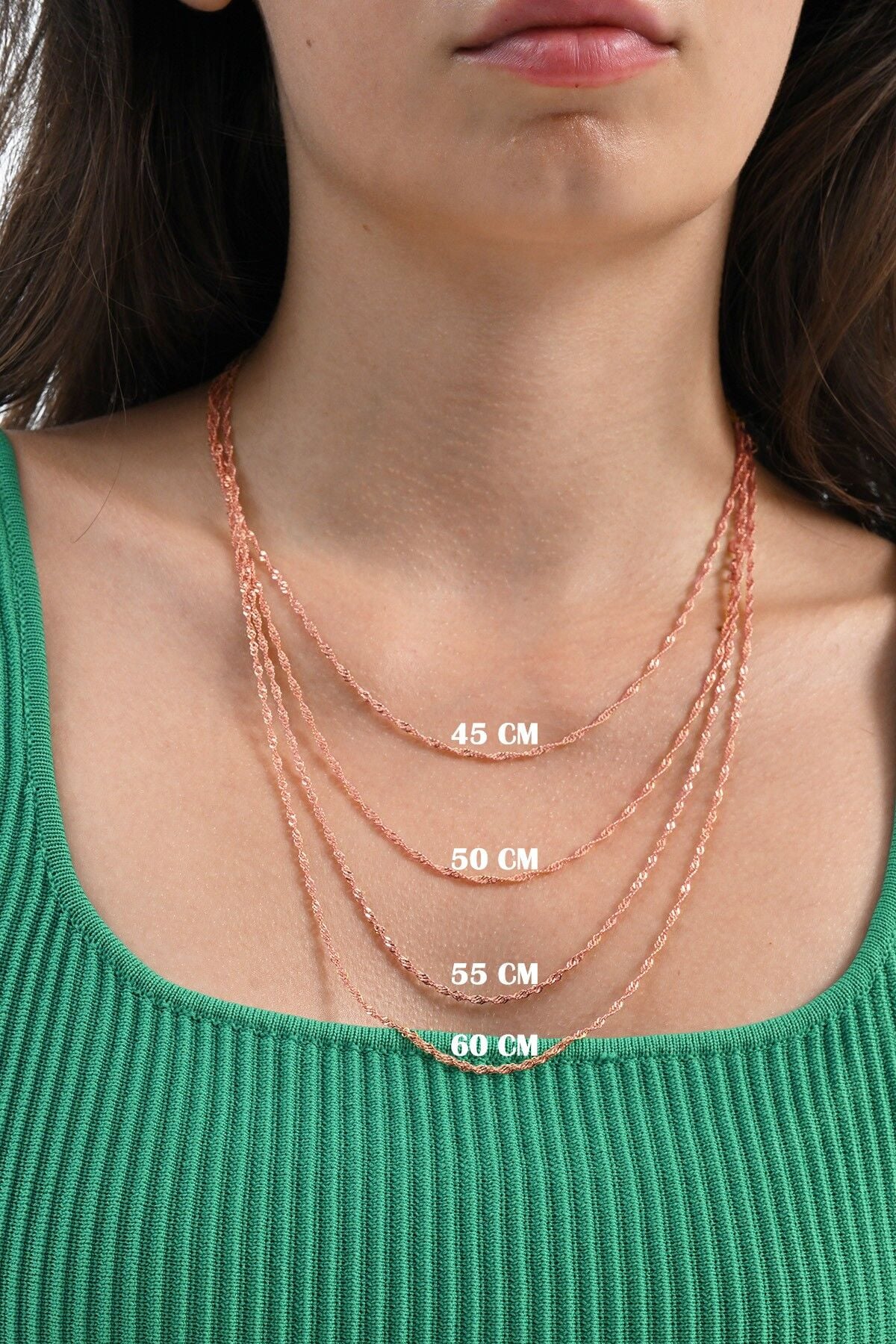 925 Ayar gümüş  singapur gümüş zincir 45-50-55-60 cm