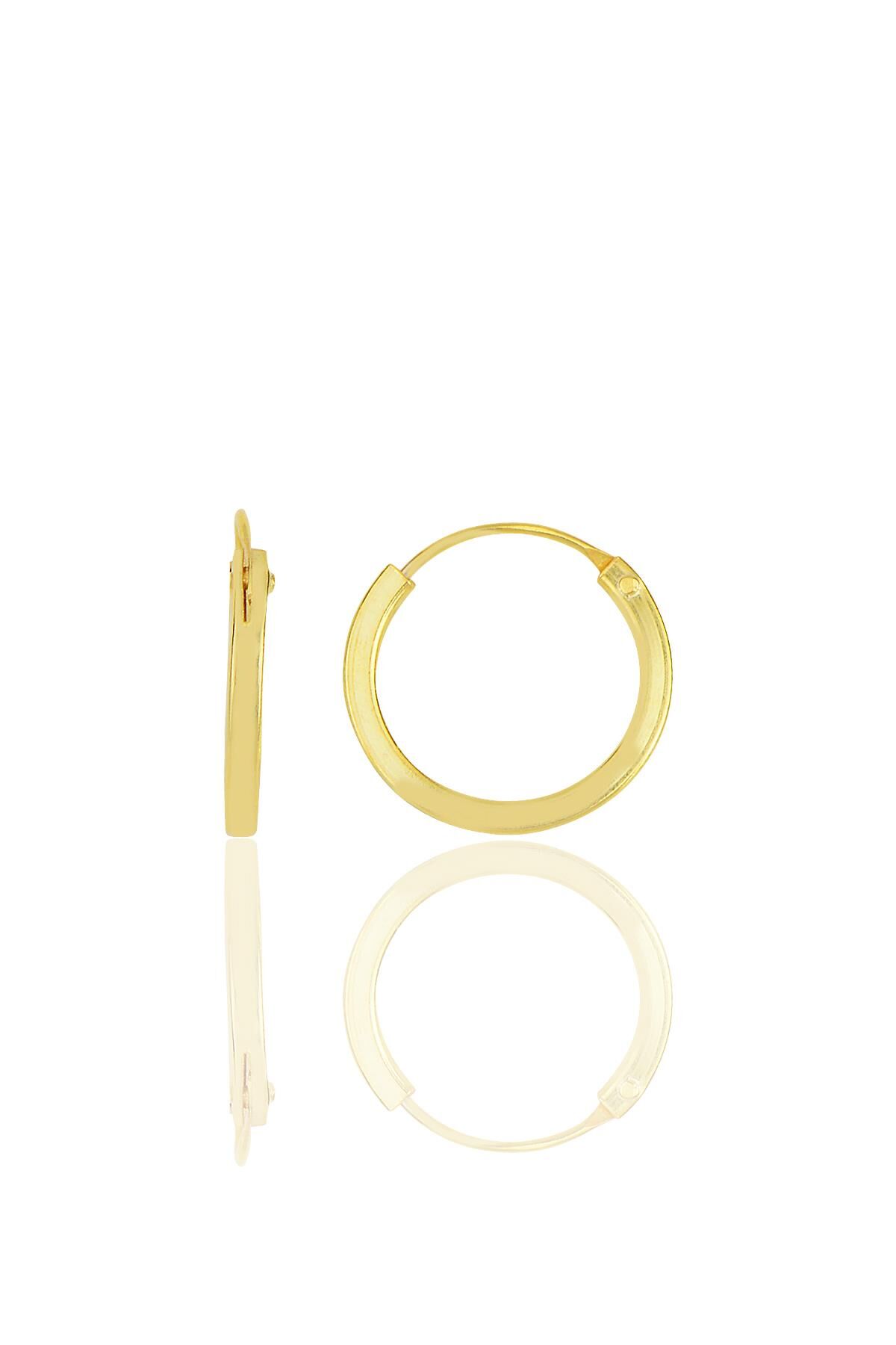 Gümüş altın yaldızlı 14 mm halka küpe  SGTL11744GOLD