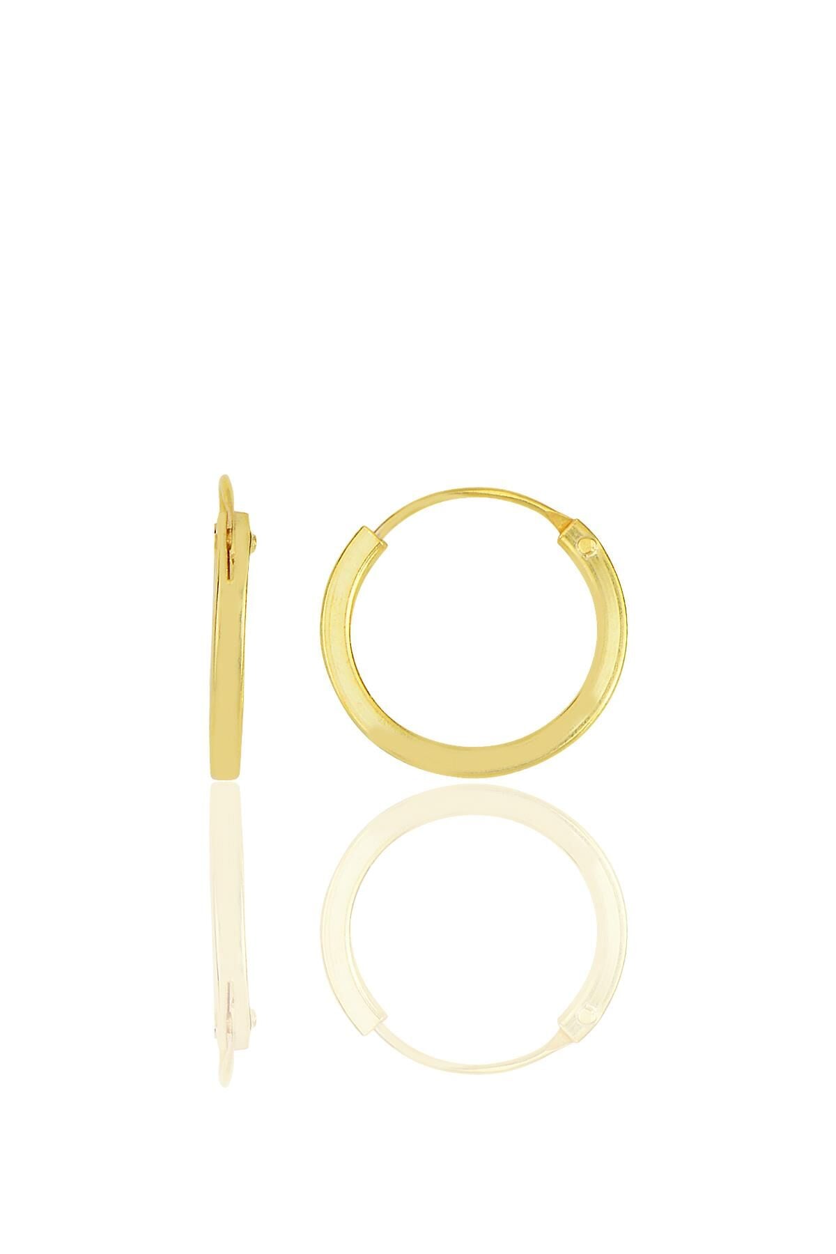 Gümüş altın yaldızlı 14 mm halka küpe  SGTL11744GOLD