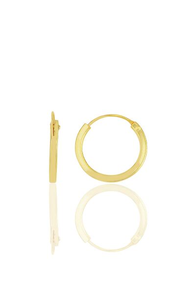 Gümüş altın yaldızlı 14 mm halka küpe  SGTL11744GOLD