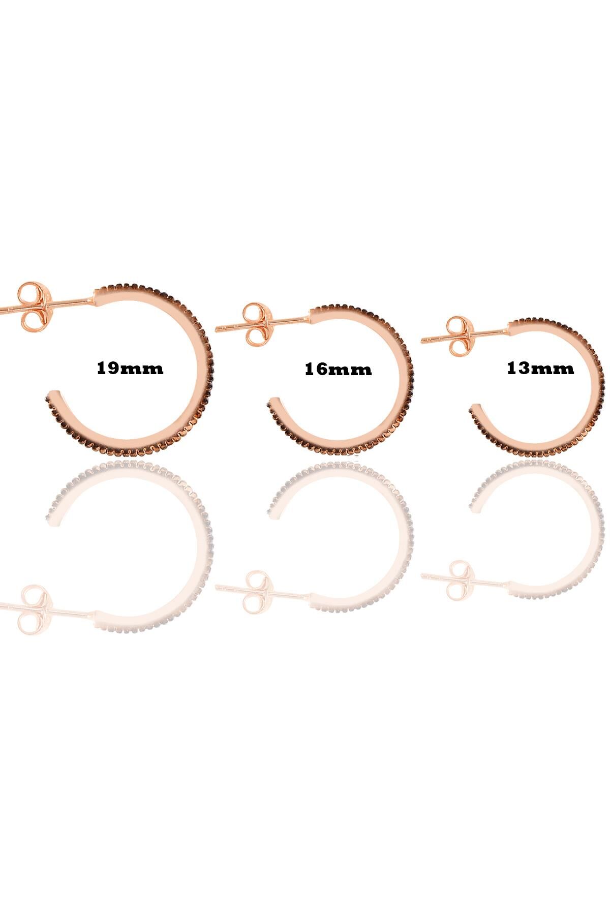 Gümüş rose turkuaz taşlı üç boydan oluşan halka küpeler SGTL11556MAVI