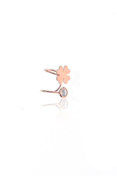Gümüş rose yonca zirkon taşlı kıkırdak küpe SGTL8979