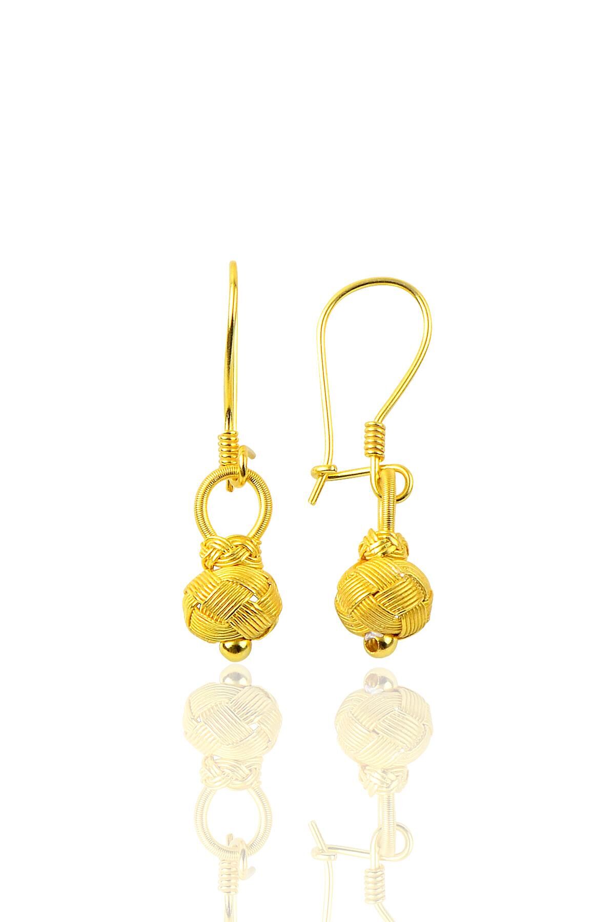 Gümüş altın yaldızlı kazaziye top küpe SGTL9519