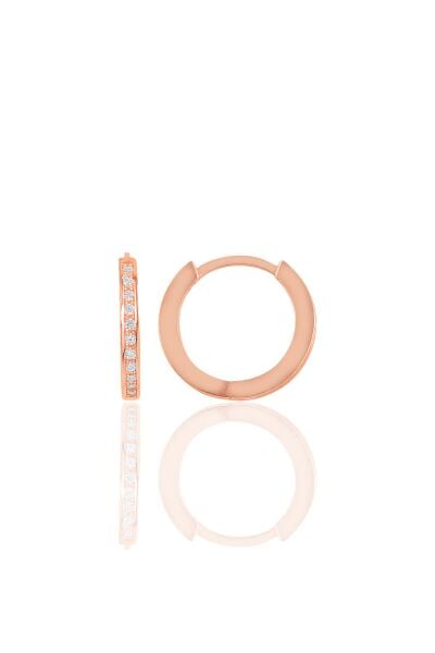 Gümüş rose 14 mm yeni tamtur halka küpe SGTL10882ROSE