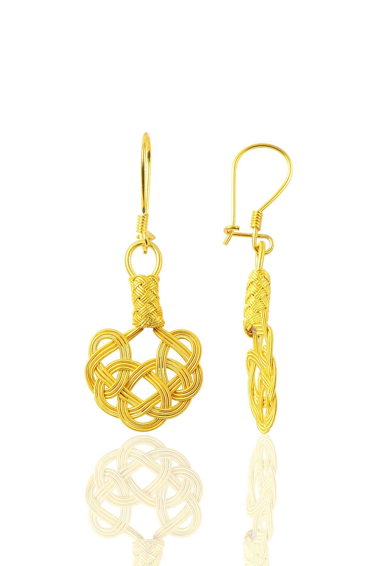 Gümüş altın yaldızlı kazaziye küpe SGTL9520