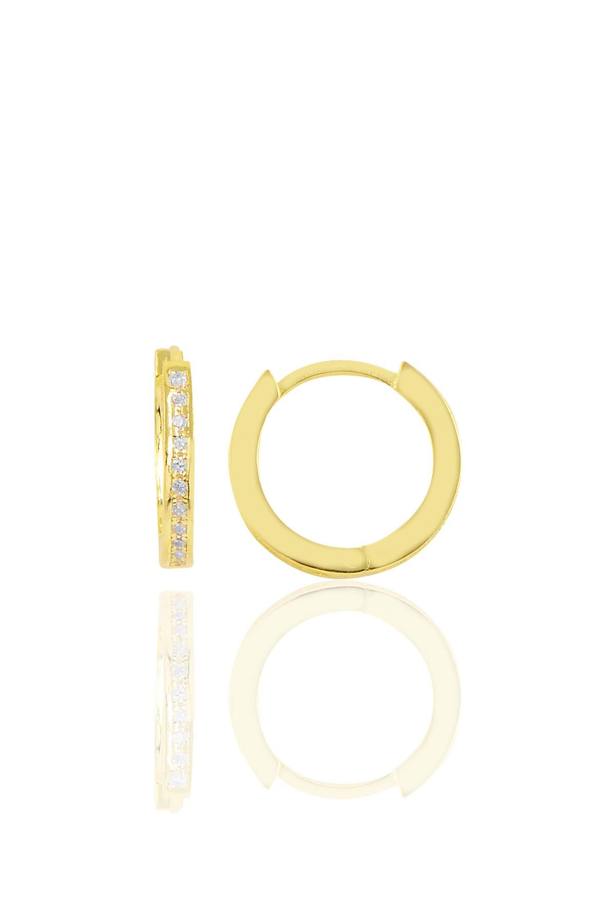 Gümüş altın yaldızlı 14 mm yeni tamtur halka küpe SGTL10882GOLD