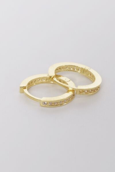 Gümüş altın yaldızlı 14 mm yeni tamtur halka küpe SGTL10882GOLD