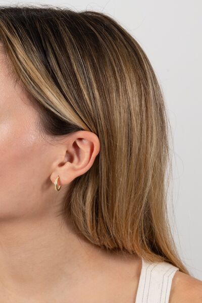 Gümüş altın yaldızlı 14 mm yeni tamtur halka küpe SGTL10882GOLD
