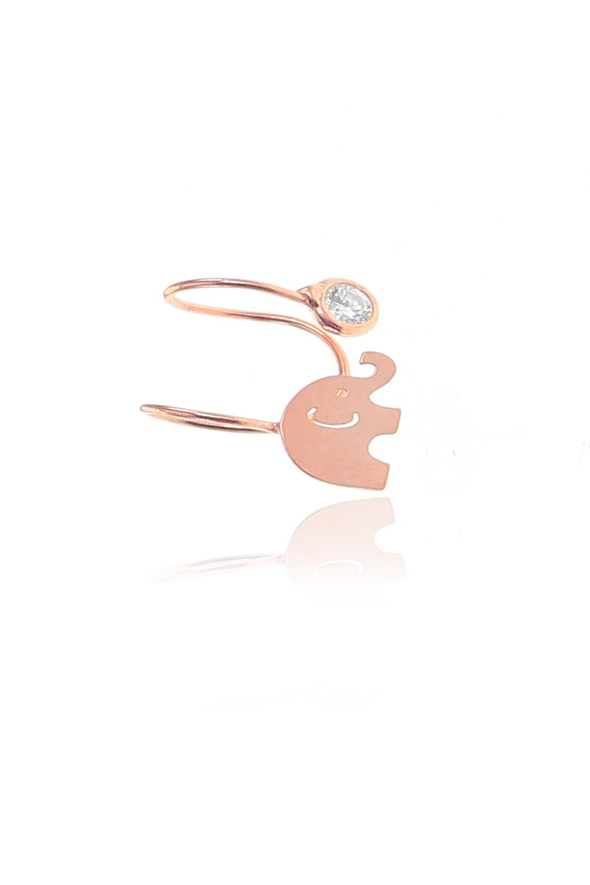 Gümüş rose fil zirkon taşlı kıkırdak küpe SGTL8982