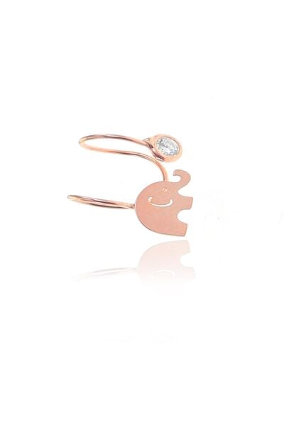 Gümüş rose fil zirkon taşlı kıkırdak küpe SGTL8982