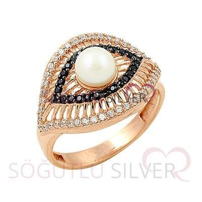 Rose inci ve zirkon taşlı üçlü set set8469