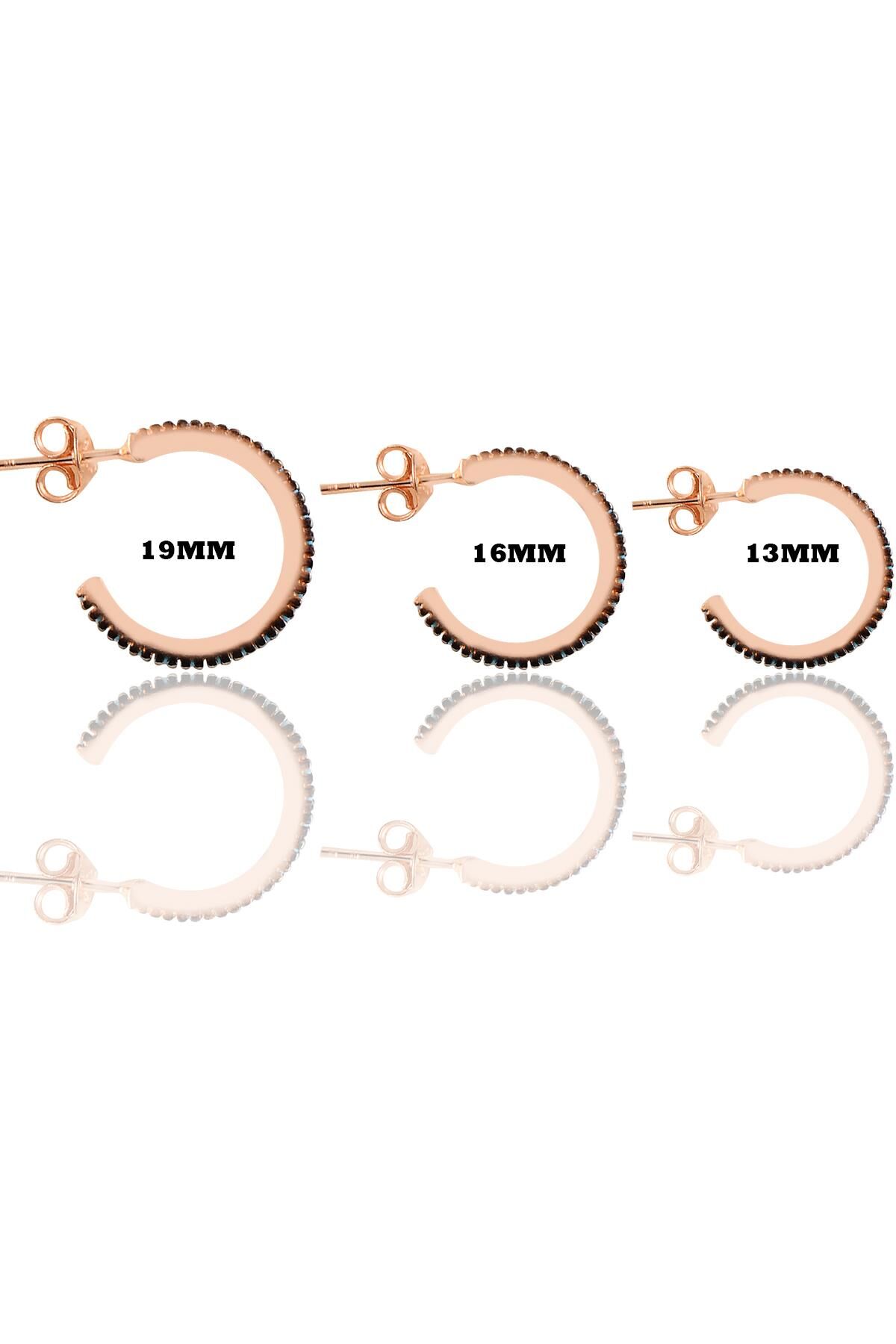 Gümüş rose onix taşlı üç boydan oluşan halka küpeler SGTL11556SIYAH