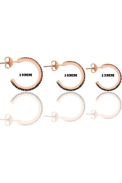Gümüş rose onix taşlı üç boydan oluşan halka küpeler SGTL11556SIYAH
