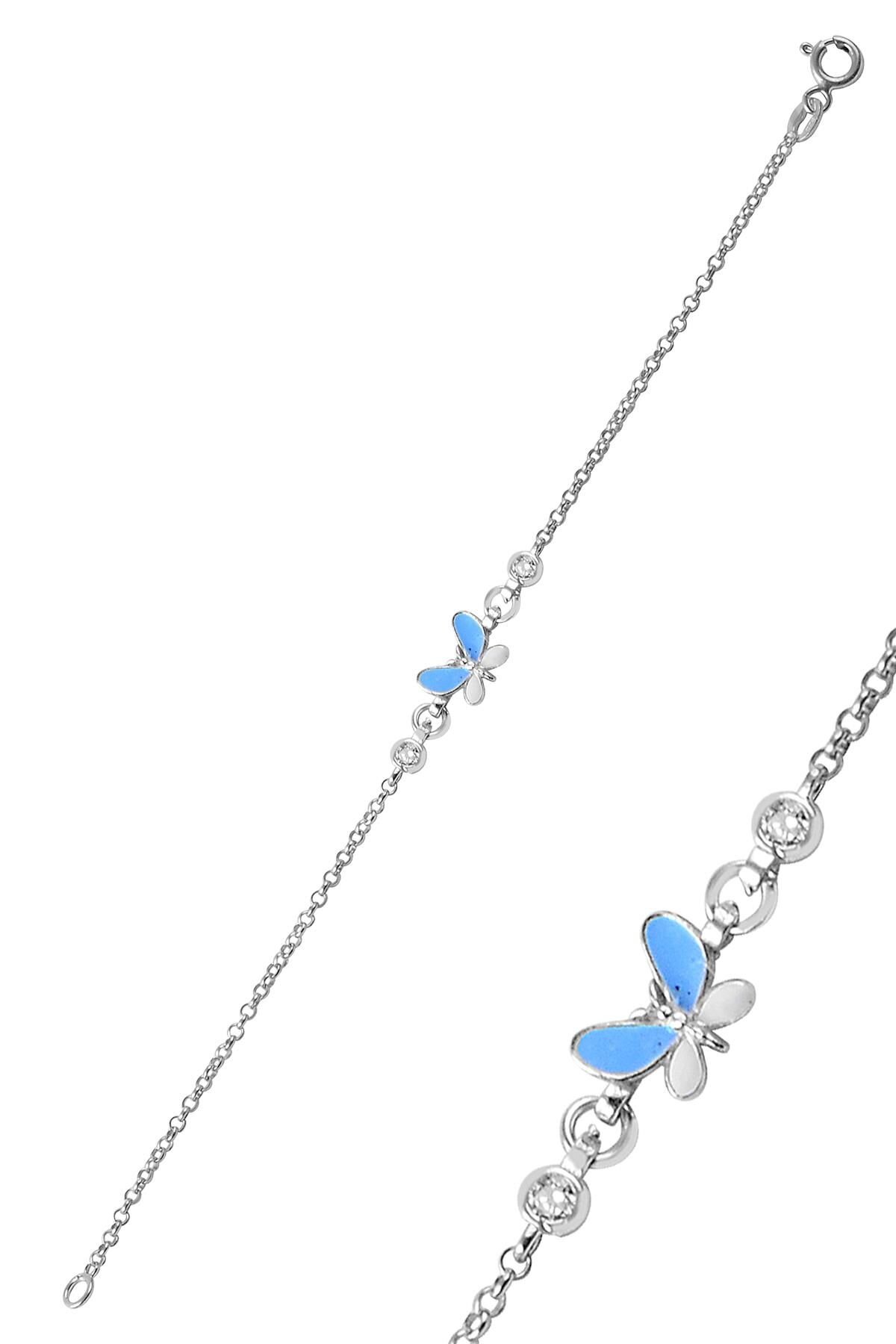 Gümüş mineli zirkon taşlı kelebek modeli bileklik SGTL9525